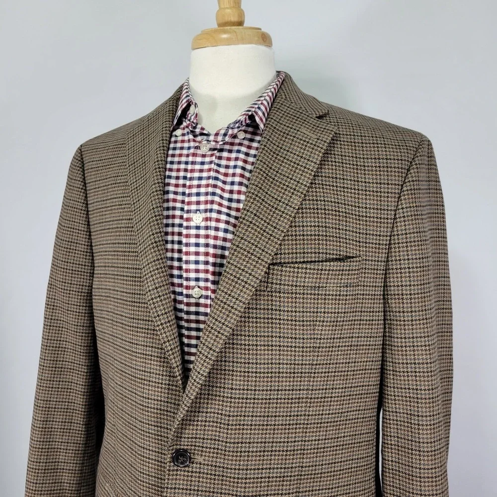 Lauren Ralph Lauren‎ Men's Sport Coat Blazer Two Button Brown Houndstooth